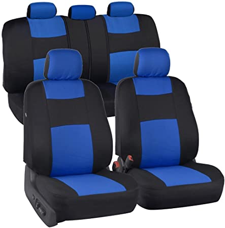 PolyCloth Black Blue Seat Covers